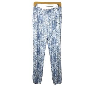 P.J. Salvage Soft Blue Patterned Pants Jogger Size Large